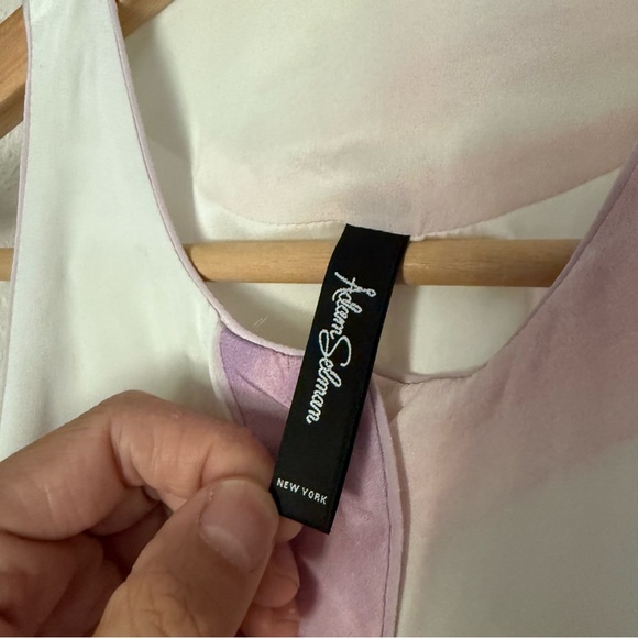 ADAM SELMAN silk white pink printed ruffle babydoll mini dress - Picture 6 of 8